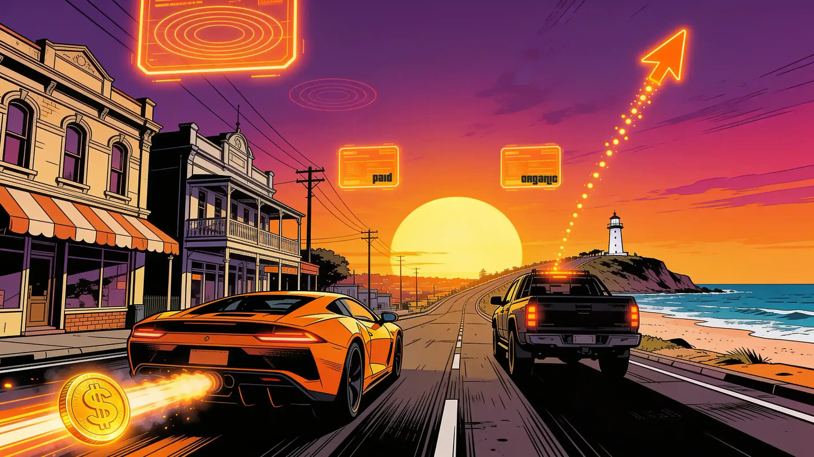 Placeholder artwork for the SEO versus Google Ads comparison, to be replaced with the final illustration