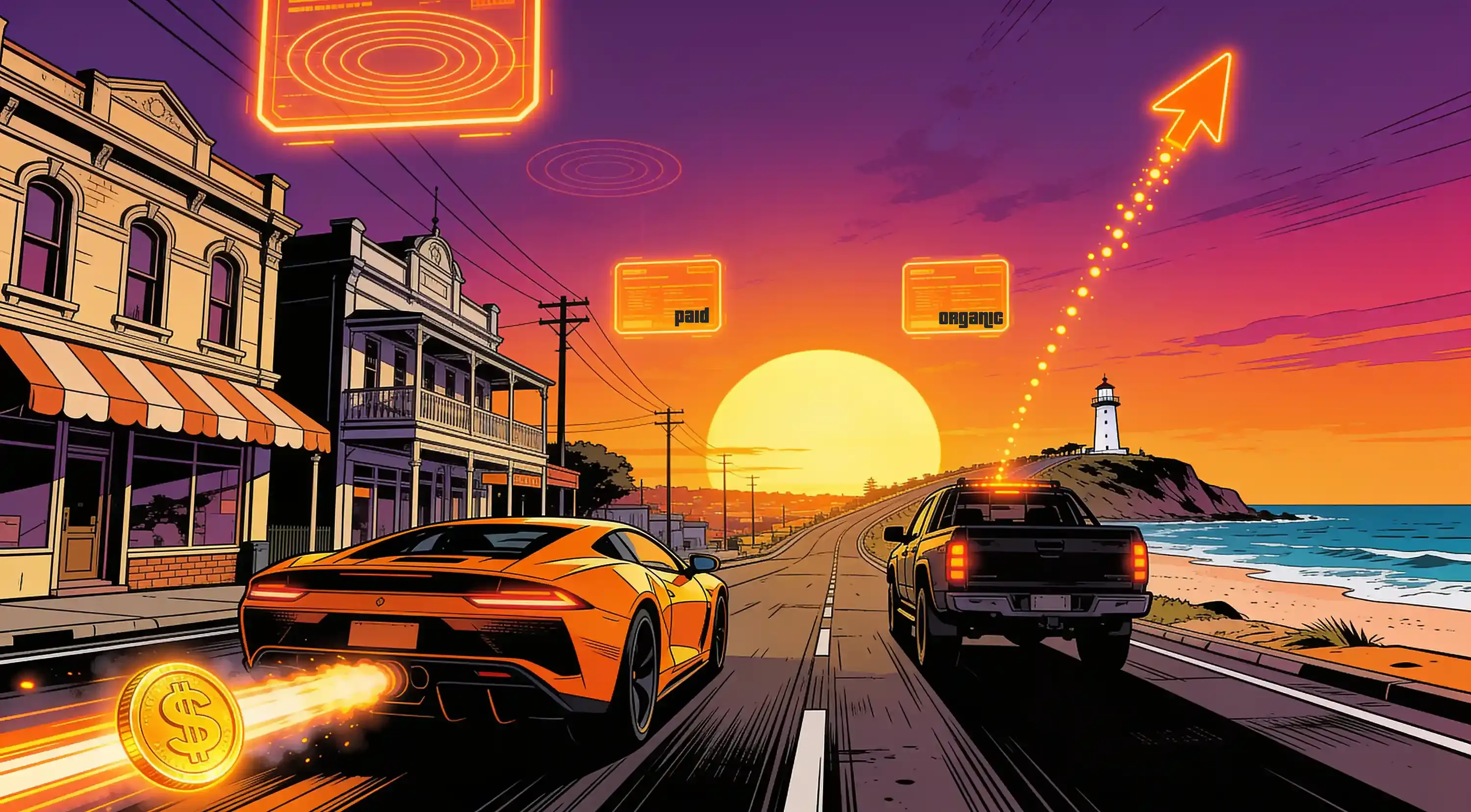 Placeholder artwork for the SEO versus Google Ads comparison, to be replaced with the final illustration