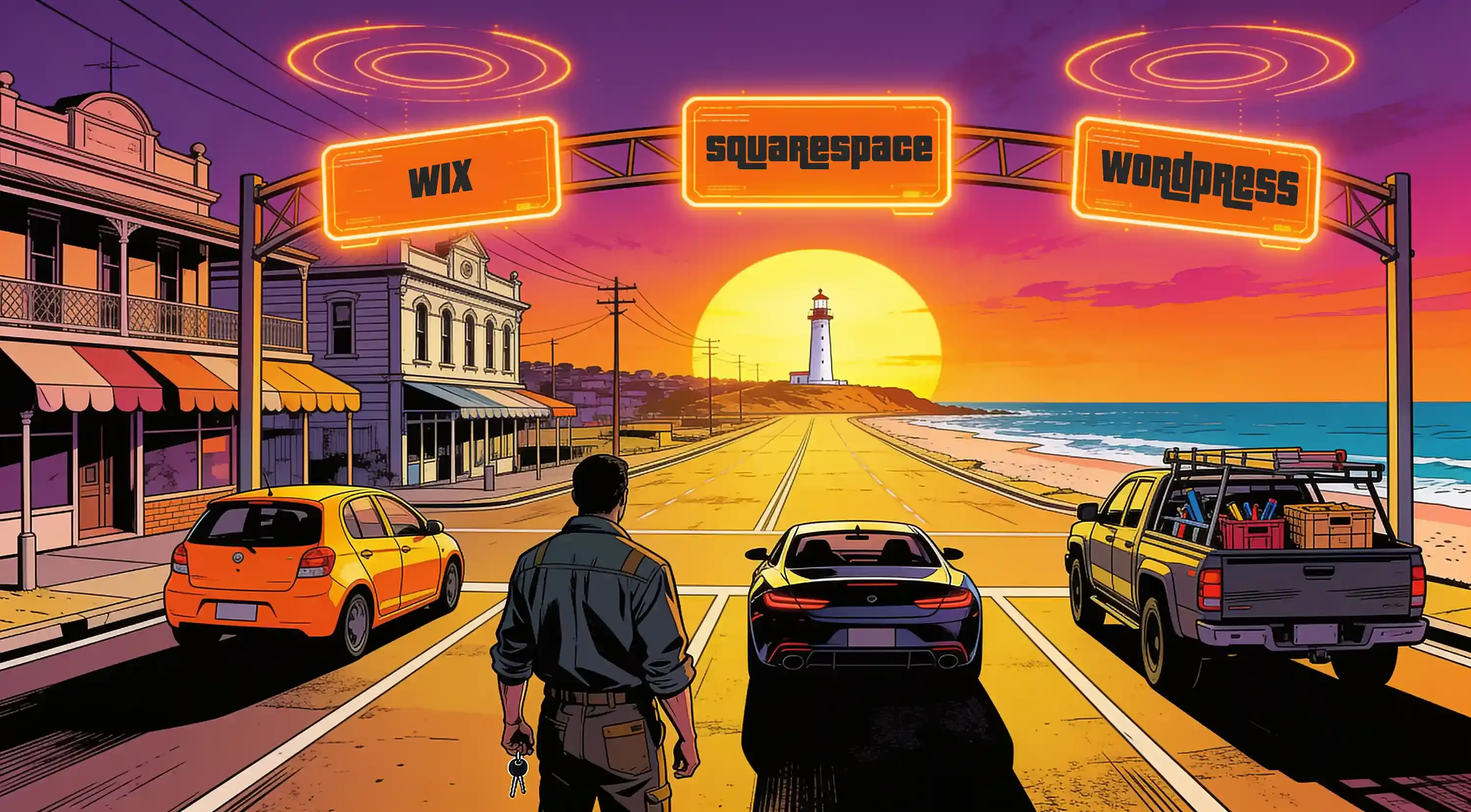 Placeholder artwork for the website platform comparison, to be replaced with the final illustration
